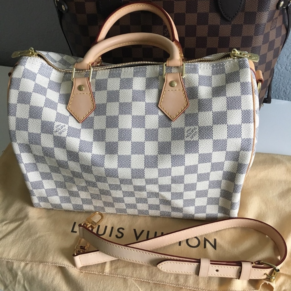 Authentic Louis Vuitton Speedy 30 Bandouliere Azur